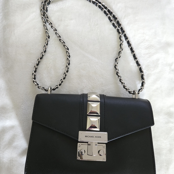 Michael Kors Black Crossbody Bag with Silver Accents - Picture 3 of 6